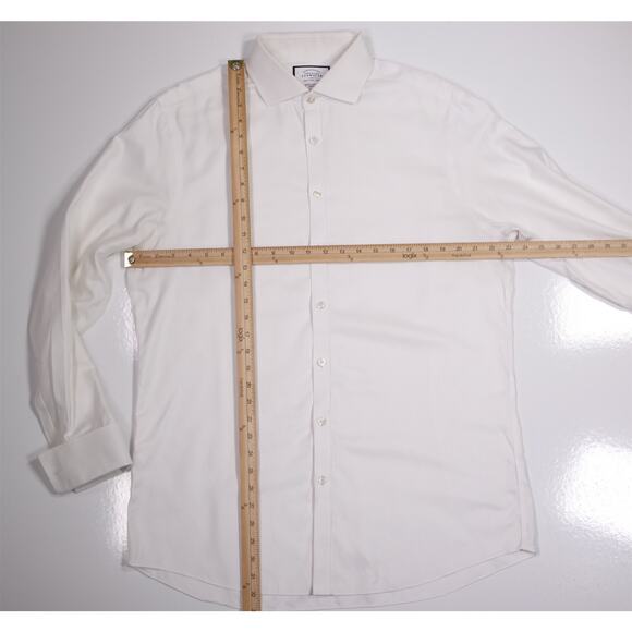 Charles Tyrwhitt White Non-Iron Herringbone Dress Shirt Extra Slim (43) 17-35 - Picture 4 of 7